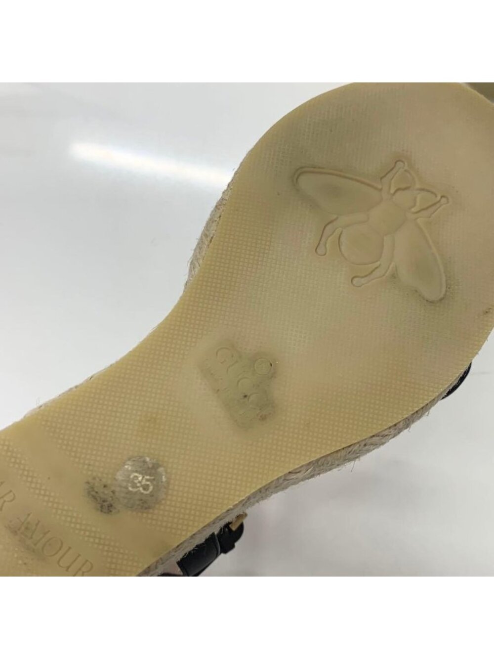 Gucci Leather Double G Wedge Sole Espadrille Sandals Black - Picture 10 of 11